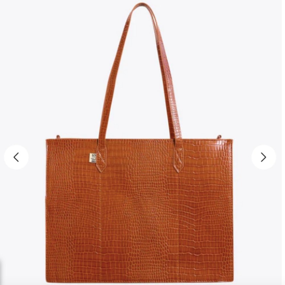Beis Work Tote in Cognac Croc
